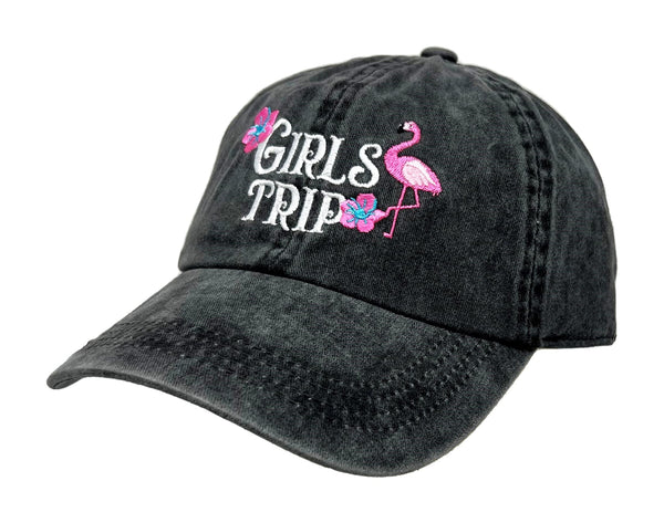 Funky Junque Girls Trip Flamingo Washed Dad Hat By Funky Junque
