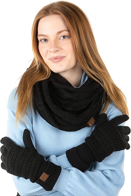 funky junque Infinity Scarf and Matching Lined Gloves Bundle by Funky Junque