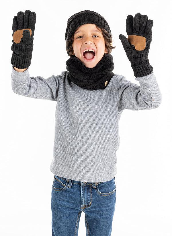 Funky Junque Kids Beanie Neck Warmer & Gloves Matching Set By Funky Junque