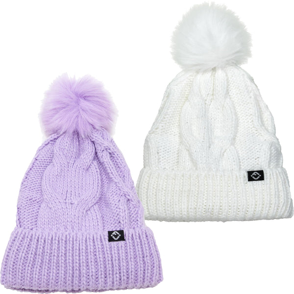 Funky Junque Kids Cable Knit Lined Pom Beanies By Funky Junque