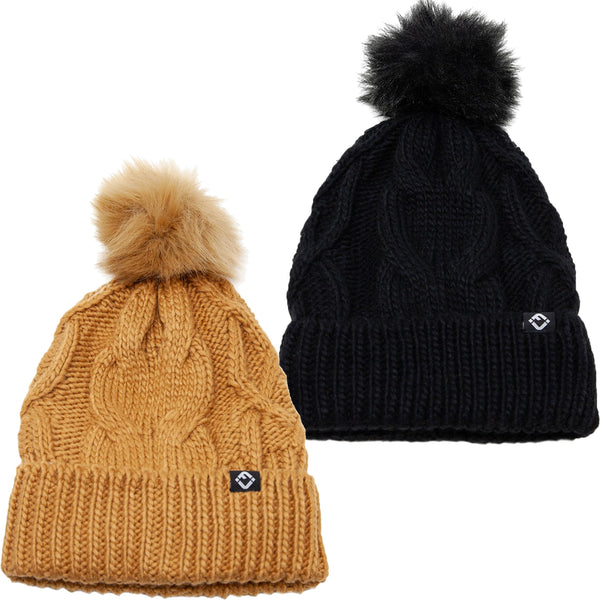 funky junque Kids Cable Knit Lined Pom Beanies by Funky Junque