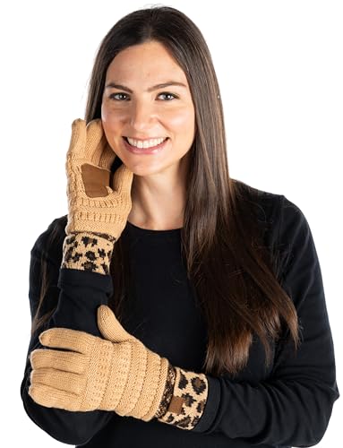Funky Junque Leopard Knit Fleece Lined Gloves By Funky Junque