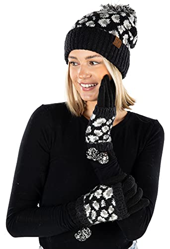 Funky Junque Leopard Print Beanie & Gloves Set By Funky Junque