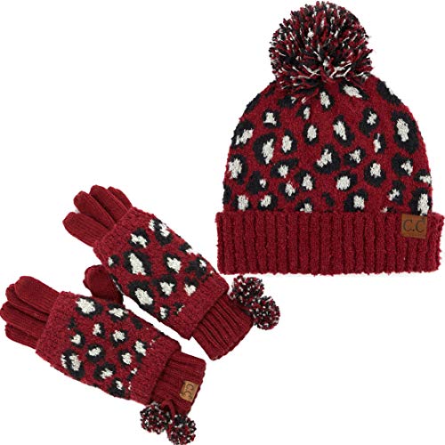 Funky Junque Leopard Print Beanie & Gloves Set By Funky Junque