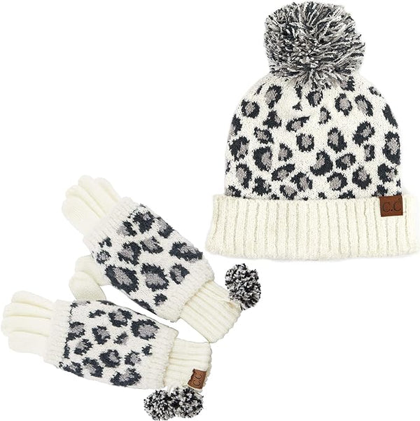 funky junque Leopard Print Beanie & Gloves Set by Funky Junque