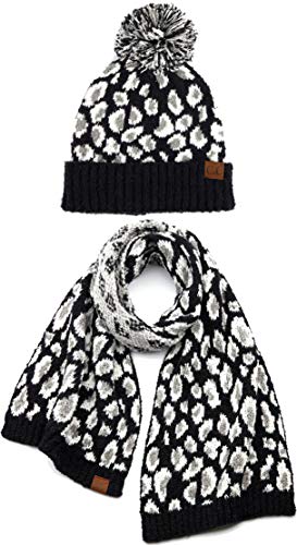 Funky Junque Leopard Print Beanie & Scarf Set By Funky Junque