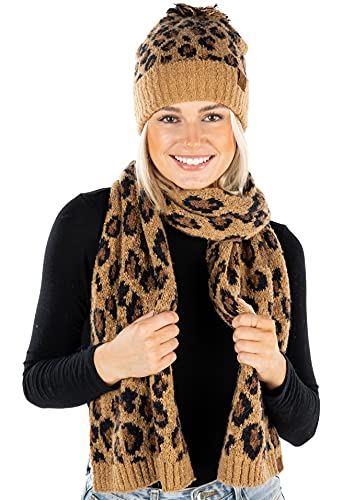 funky junque Leopard Print Beanie & Scarf Set by Funky Junque