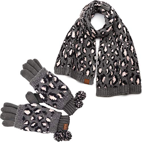 Funky Junque Leopard Print Gloves & Scarf Set By Funky Junque