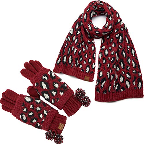 Funky Junque Leopard Print Gloves & Scarf Set By Funky Junque