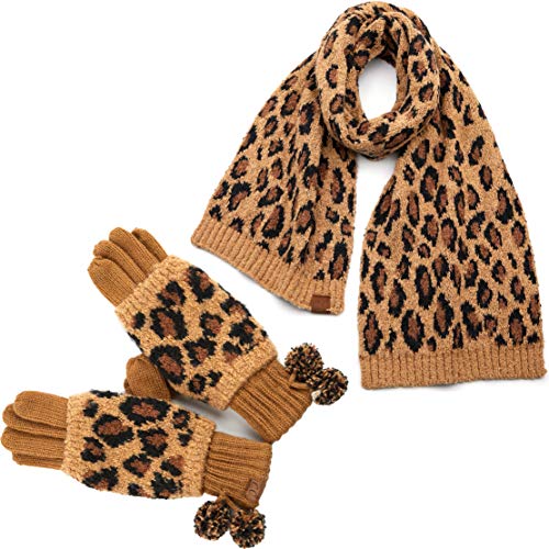 funky junque Leopard Print Gloves & Scarf Set by Funky Junque