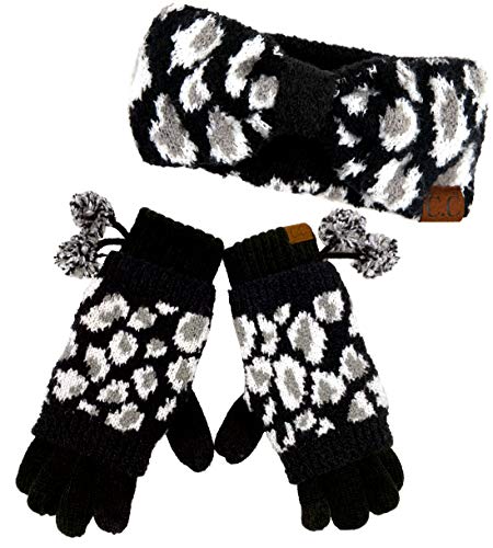 funky junque Leopard Print Headband and Gloves Set by Funky Junque