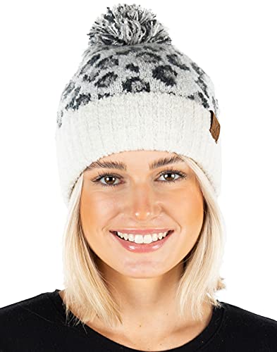funky junque Leopard Print Pom Beanie by Funky Junque
