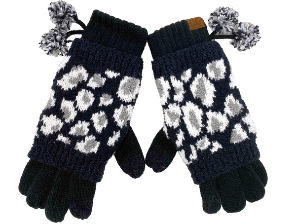funky junque Leopard Print Pom Gloves by Funky Junque