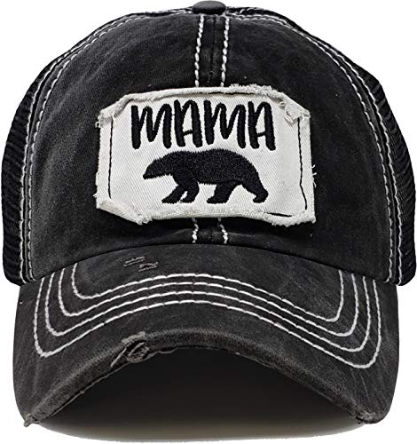 funky junque Mama Bear Distressed Vintage Patch Baseball Cap by Funky Junque