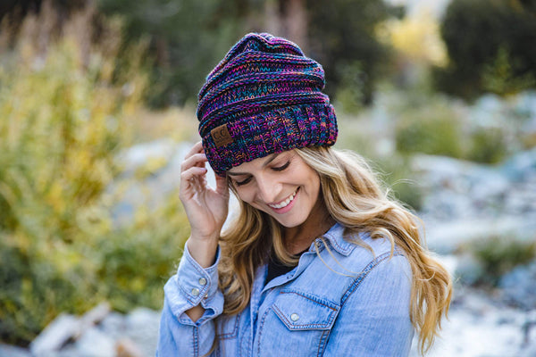 Funky Junque Multicolor Mix Oversized Slouchy Beanie By Funky Junque