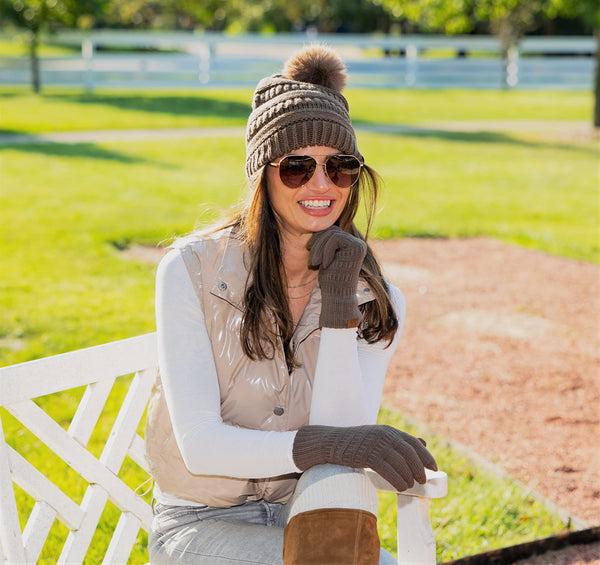 Funky Junque Pom Beanie & Lined Gloves Set (Matching Pom) By Funky Junque