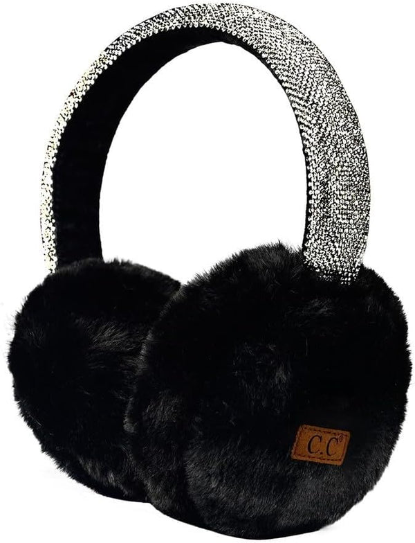 Funky Junque Rhinestone Adjustable Fuzzy Ear Muffs By Funky Junque