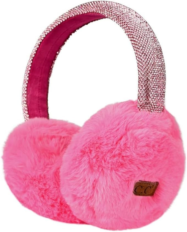 funky junque Rhinestone Adjustable Fuzzy Ear Muffs by Funky Junque