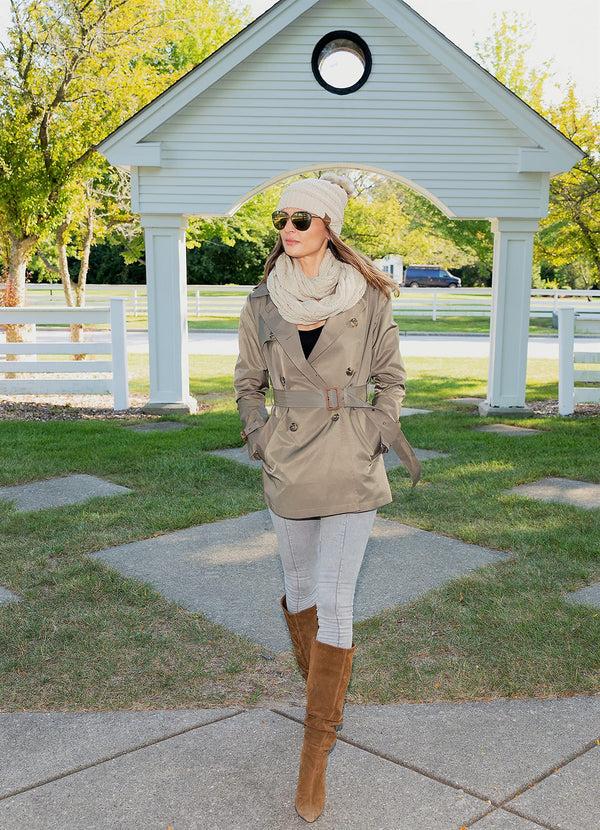 Funky Junque Ribbed Cable Knit Natural Faux Fur Pom Beanie