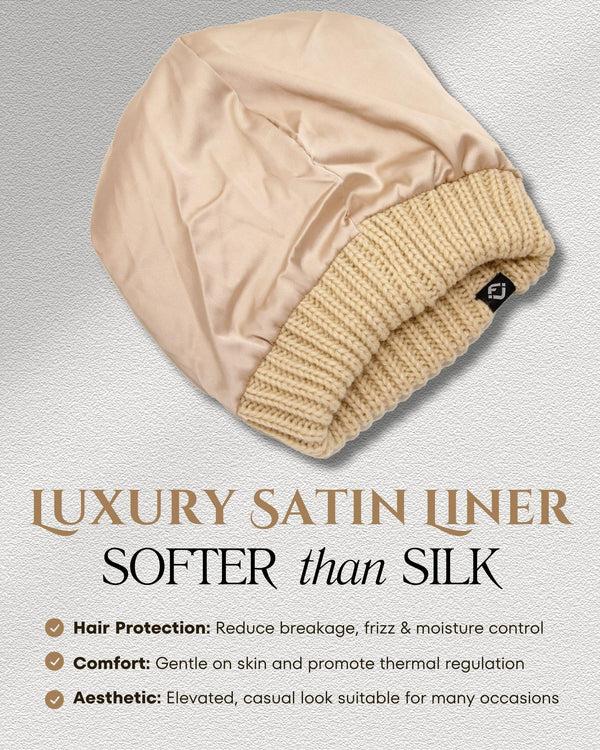 Funky Junque Satin Lined Ribbed Knit Beanie By Funky Junque