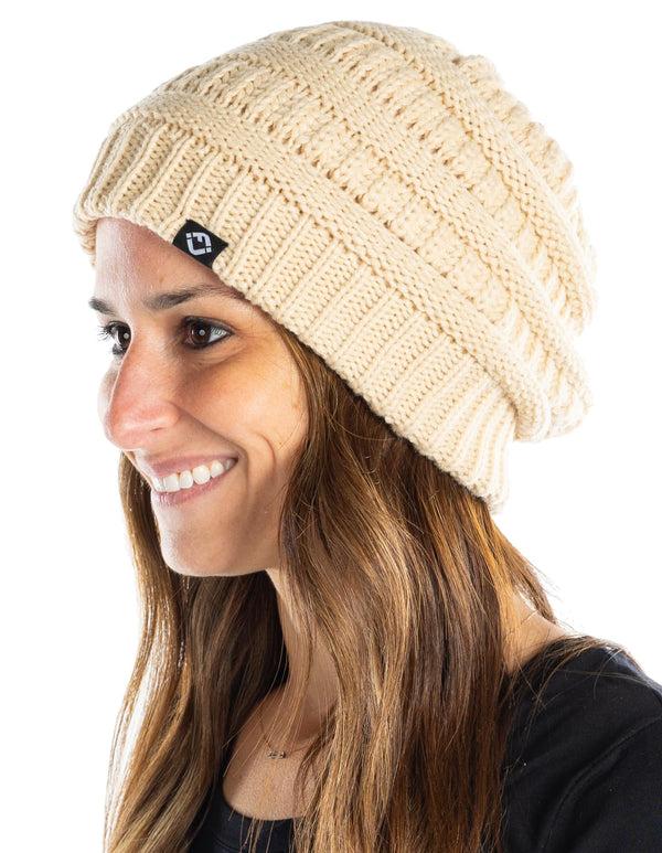 funky junque Satin Lined Ribbed Knit Beanie by Funky Junque