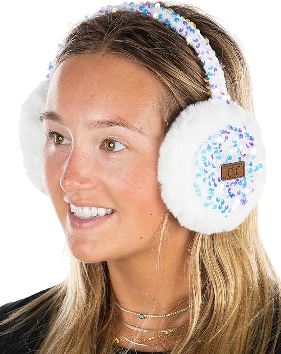 Funky Junque Sequin Adjustable Fuzzy Ear Muffs By Funky Junque