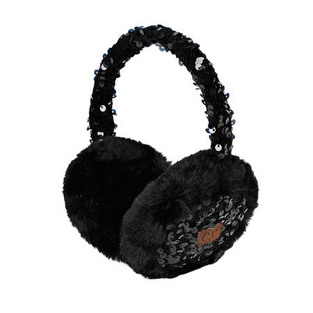 funky junque Sequin Adjustable Fuzzy Ear Muffs by Funky Junque