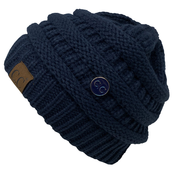 funky junque Slouchy Side Button Beanie by Funky Junque