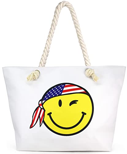 Funky Junque Smiley Face Beach Tote By Funky Junque