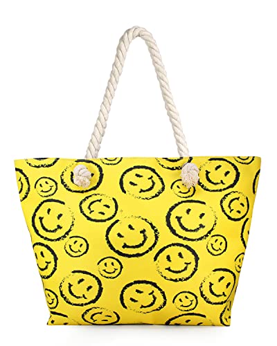 Funky Junque Smiley Face Beach Tote By Funky Junque