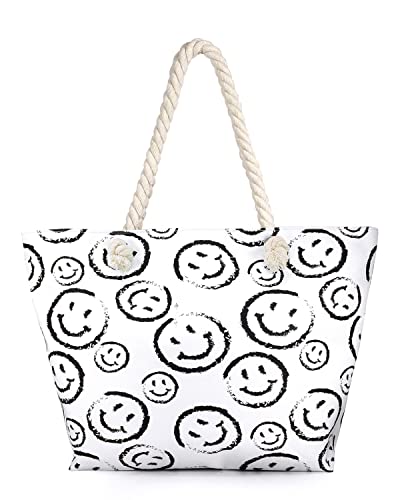 Funky Junque Smiley Face Beach Tote By Funky Junque