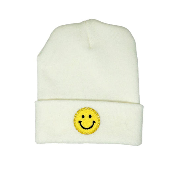 Funky Junque Smiley Face Patch Beanie By Funky Junque