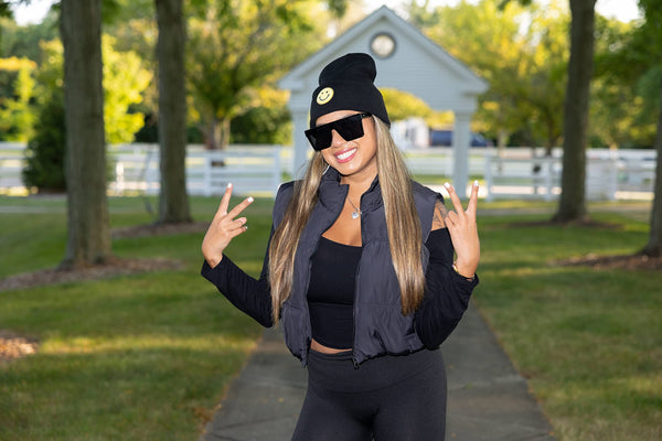 Funky Junque Smiley Face Patch Beanie By Funky Junque