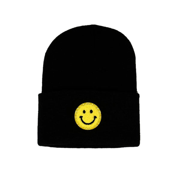 funky junque Smiley Face Patch Beanie by Funky Junque
