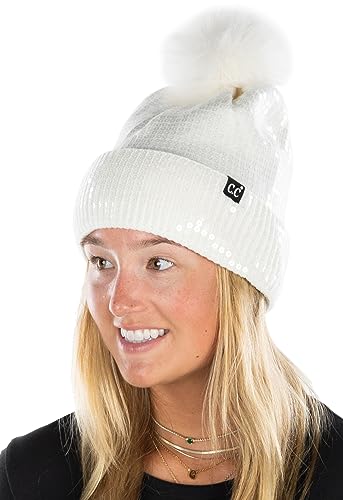 Funky Junque Smooth Sequin Pom Beanie By Funky Junque