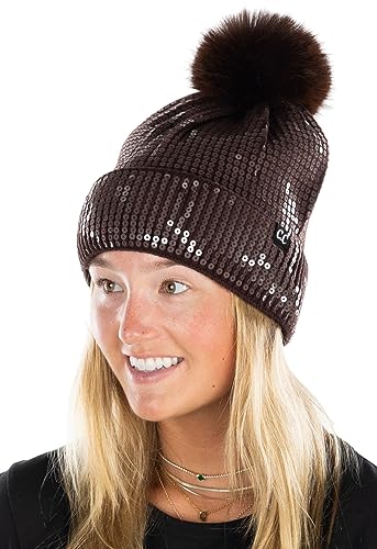 funky junque Smooth Sequin Pom Beanie by Funky Junque