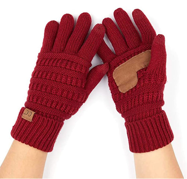 Funky Junque Solid Knit Fleece Lined Gloves By Funky Junque