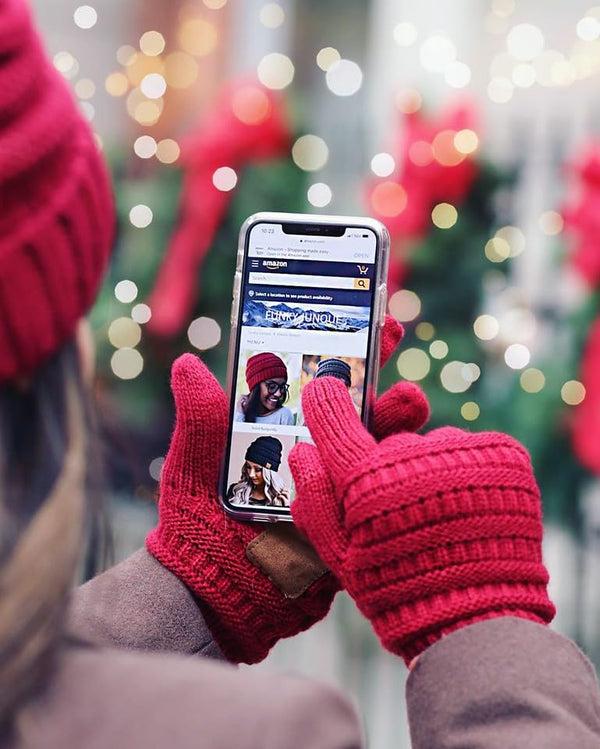 Funky Junque Solid Knit Fleece Lined Gloves By Funky Junque