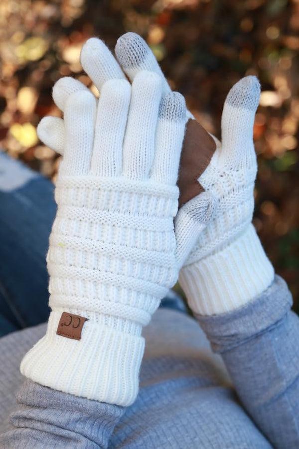 Funky Junque Solid Knit Fleece Lined Gloves By Funky Junque