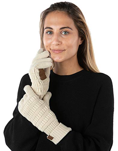 funky junque Solid Knit Fleece Lined Gloves by Funky Junque