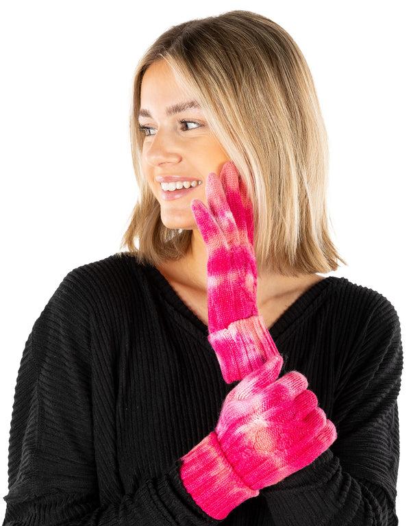 Funky Junque Tie Dye Cable Knit Gloves By Funky Junque