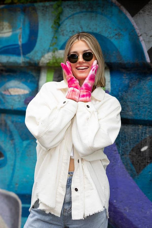 Funky Junque Tie Dye Cable Knit Gloves By Funky Junque