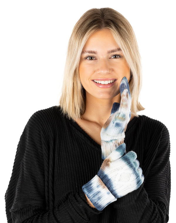 Funky Junque Tie Dye Cable Knit Gloves By Funky Junque