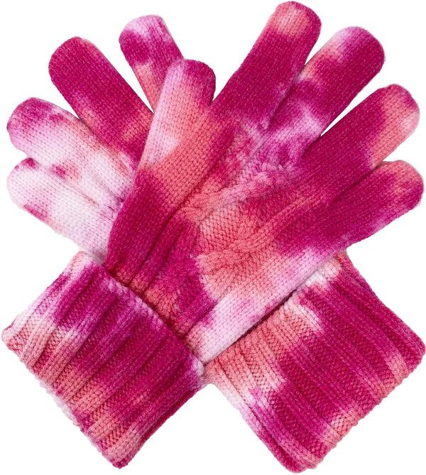funky junque Tie Dye Cable Knit Gloves by Funky Junque