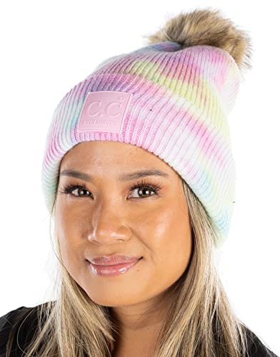 Funky Junque Tie Dye Cotton Candy Pom Beanie By Funky Junque