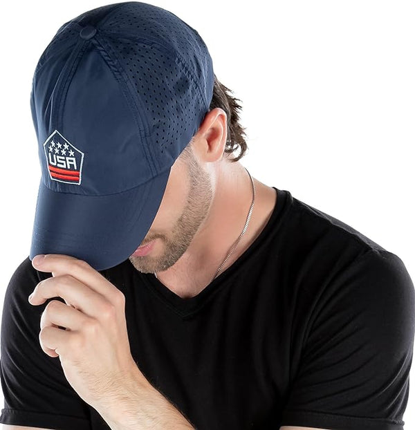 Funky Junque USA Shield Laser Cut Running Cap By Funky Junque