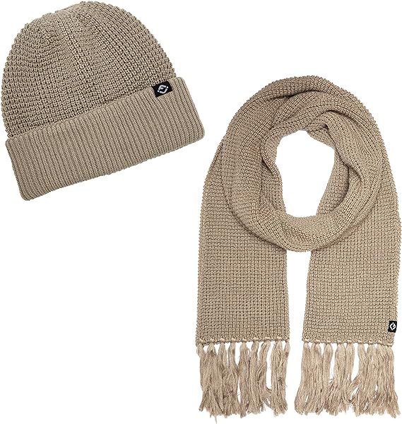 funky junque Waffle Knit Beanie & Scarf Set by Funky Junque