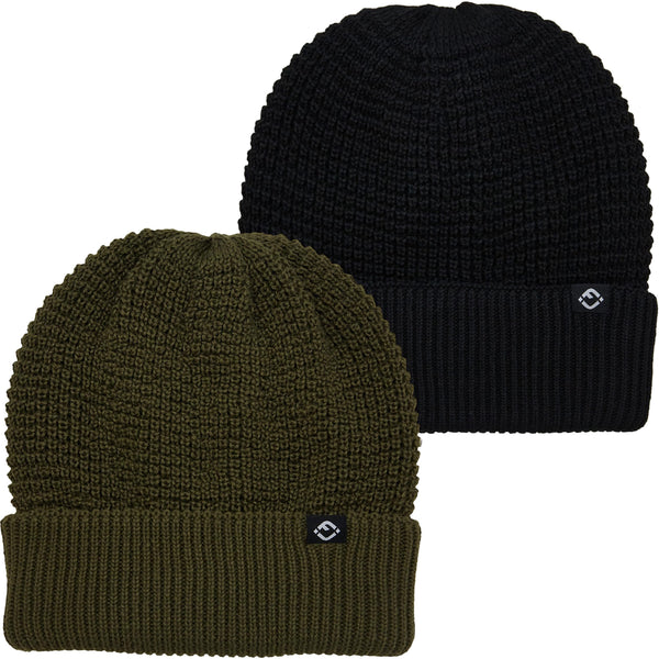funky junque Waffle Knit Double Layer Beanie by Funky Junque