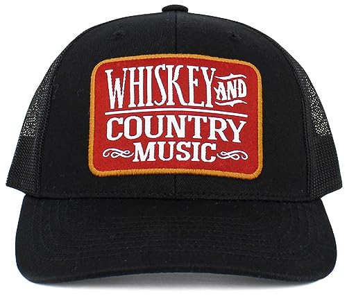 funky junque Whiskey and Country Music Trucker Hat by Funky Junque