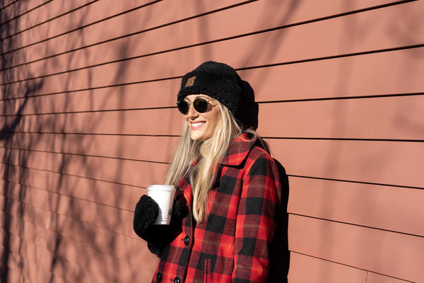 Funky Junque Women's Fuzzy Faux Wool Sherpa Double Layered Cuff Plush Beanie